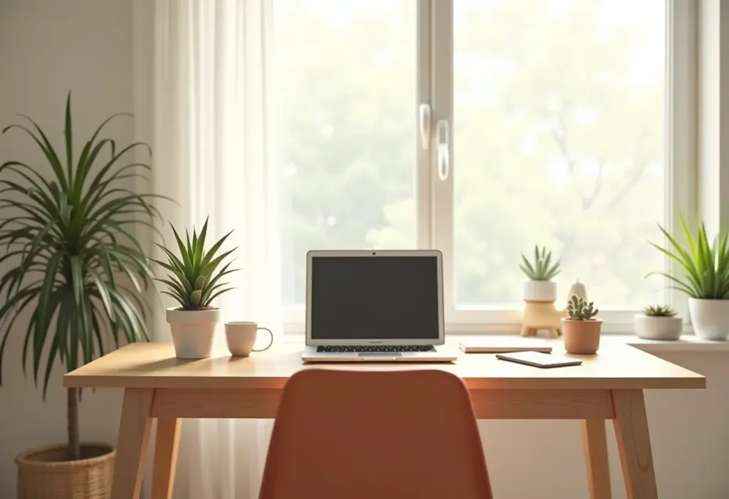 Home office pequeno: 7 erros que você deve evitar (urgente!) Home office pequeno e bem iluminado com decoração minimalista