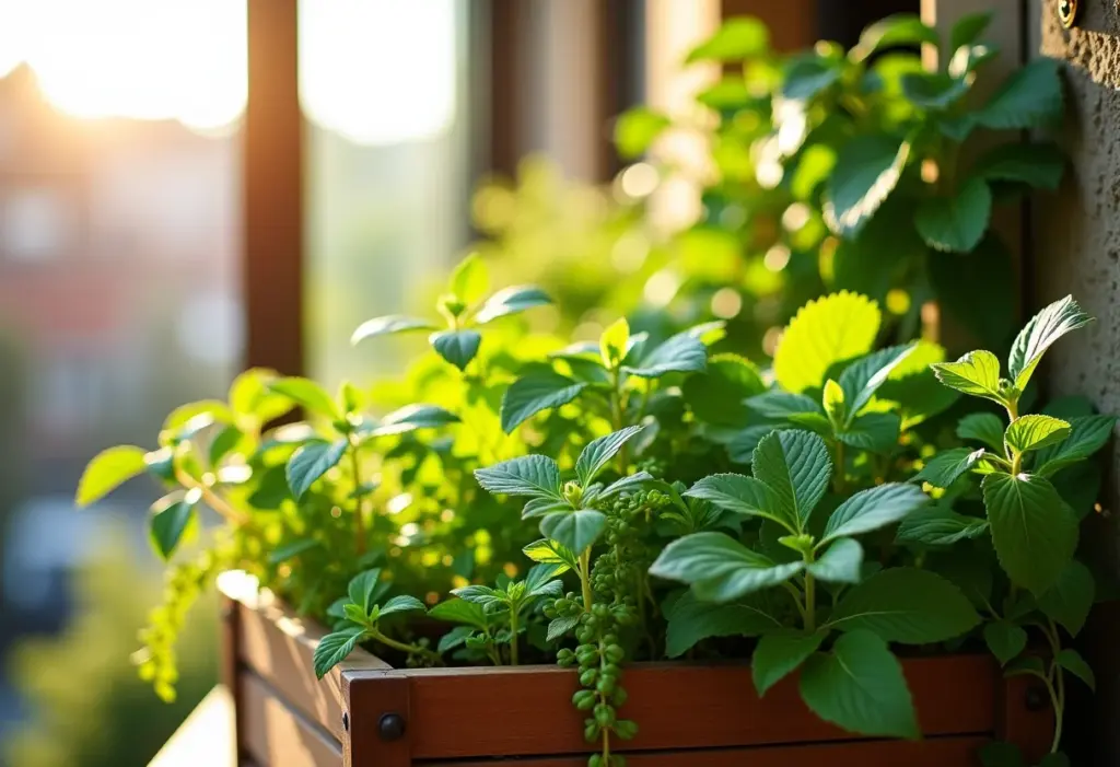DIY Horta Vertical: O segredo para ter temperos frescos sem espaço Horta vertical exuberante em varanda ensolarada