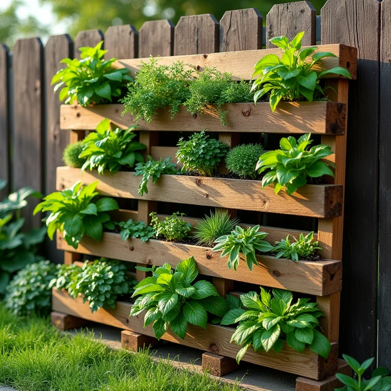 Horta vertical rústica feita de pallets de madeira