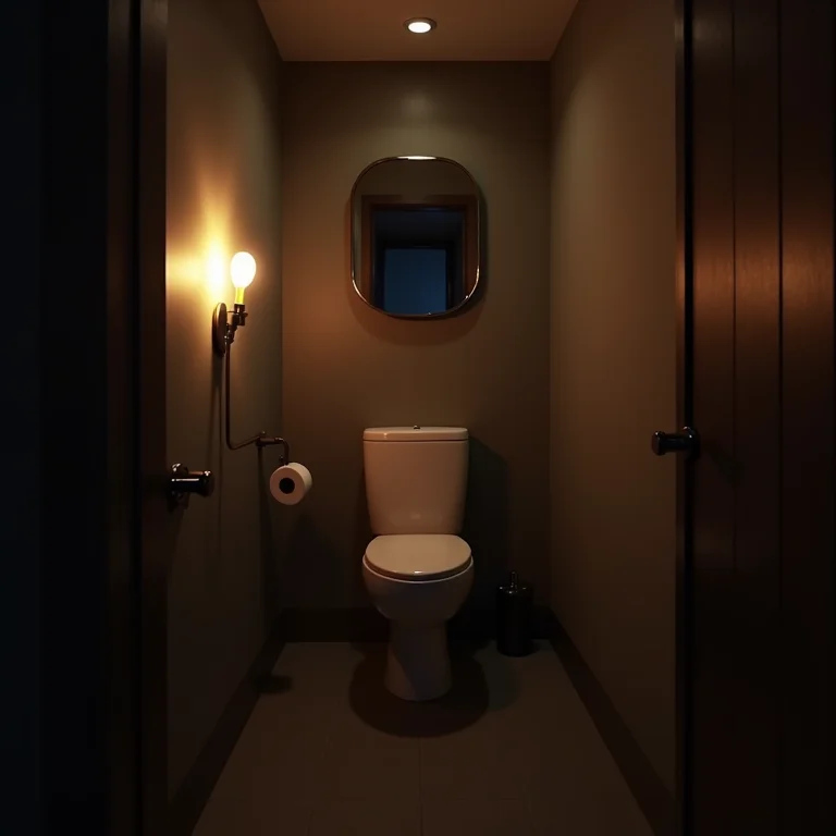 Iluminação inadequada em um banheiro pequeno