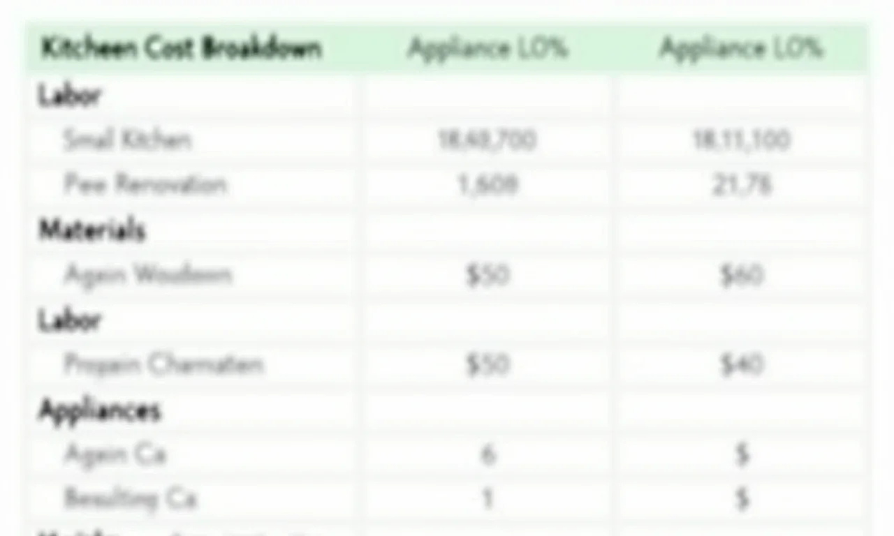 Infográfico com custos médios de reforma de cozinha pequena no Brasil.