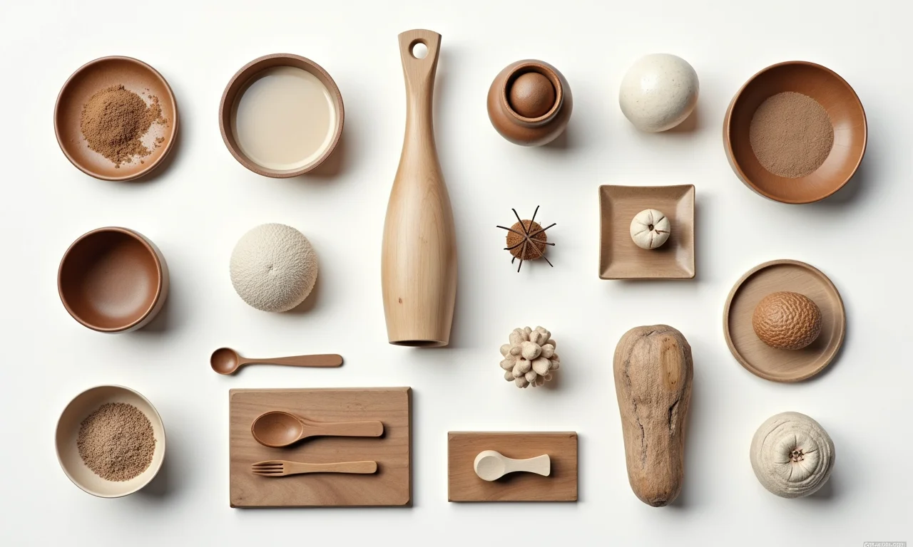 Inspiração para decoração wabi-sabi em um mood board.