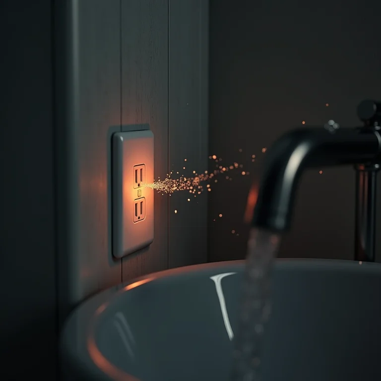 Instalação elétrica mal planejada perto de água no banheiro