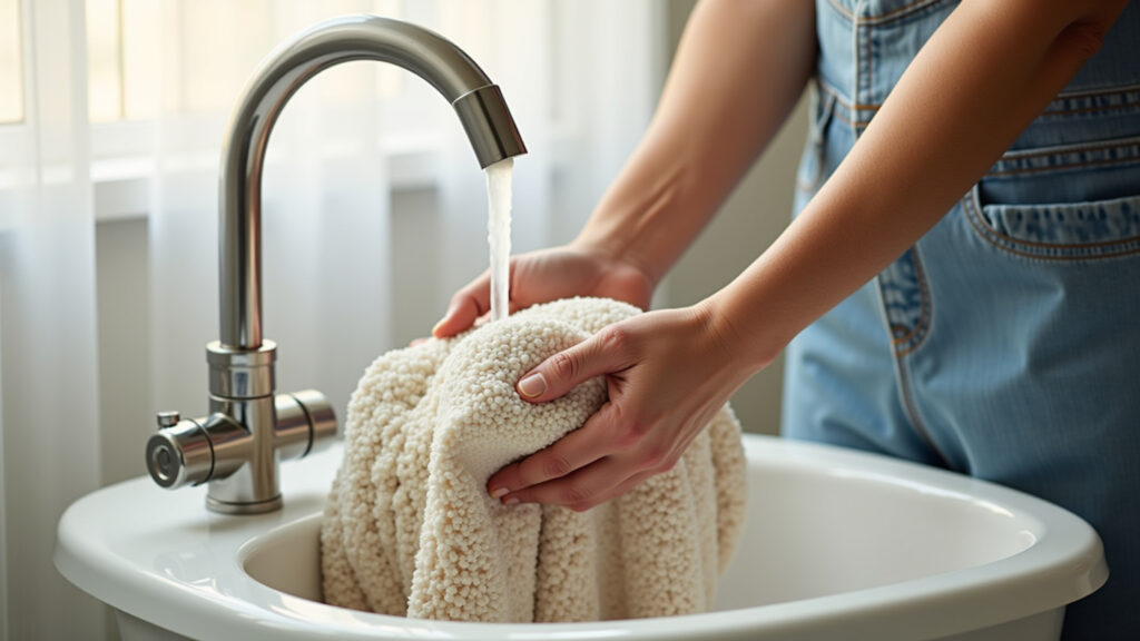 Símbolo da bacia com água: lavagem à mão de roupa delicada.