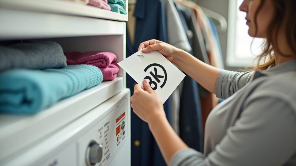 Símbolos de lavagem combinados: etiqueta com várias instruções.