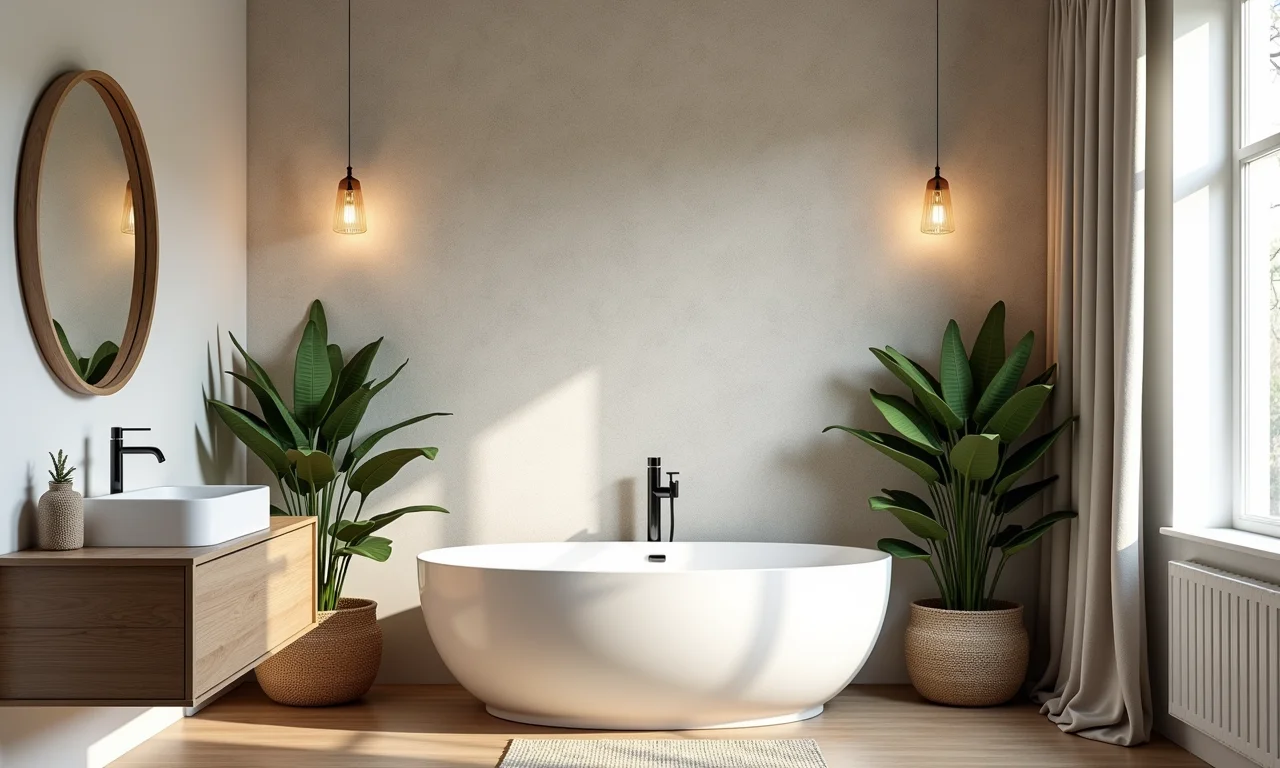 Lavabo com papel de parede que complementa o estilo da decoração, criando um design harmonioso.