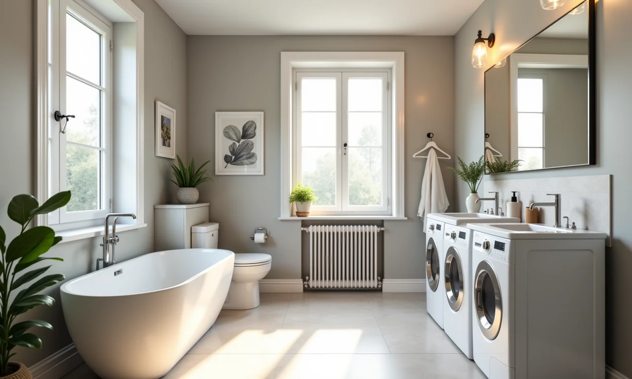 Layout de banheiro mostrando o planejamento da área de serviço.