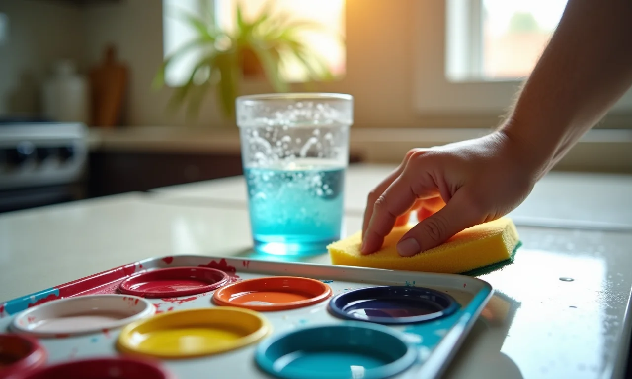 Limpando a bandeja de pintura regularmente.