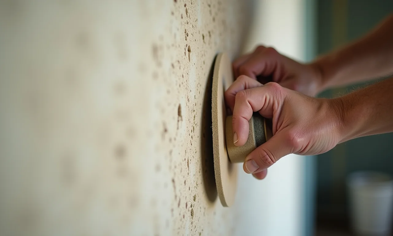 Lixando a parede antes da massa corrida.
