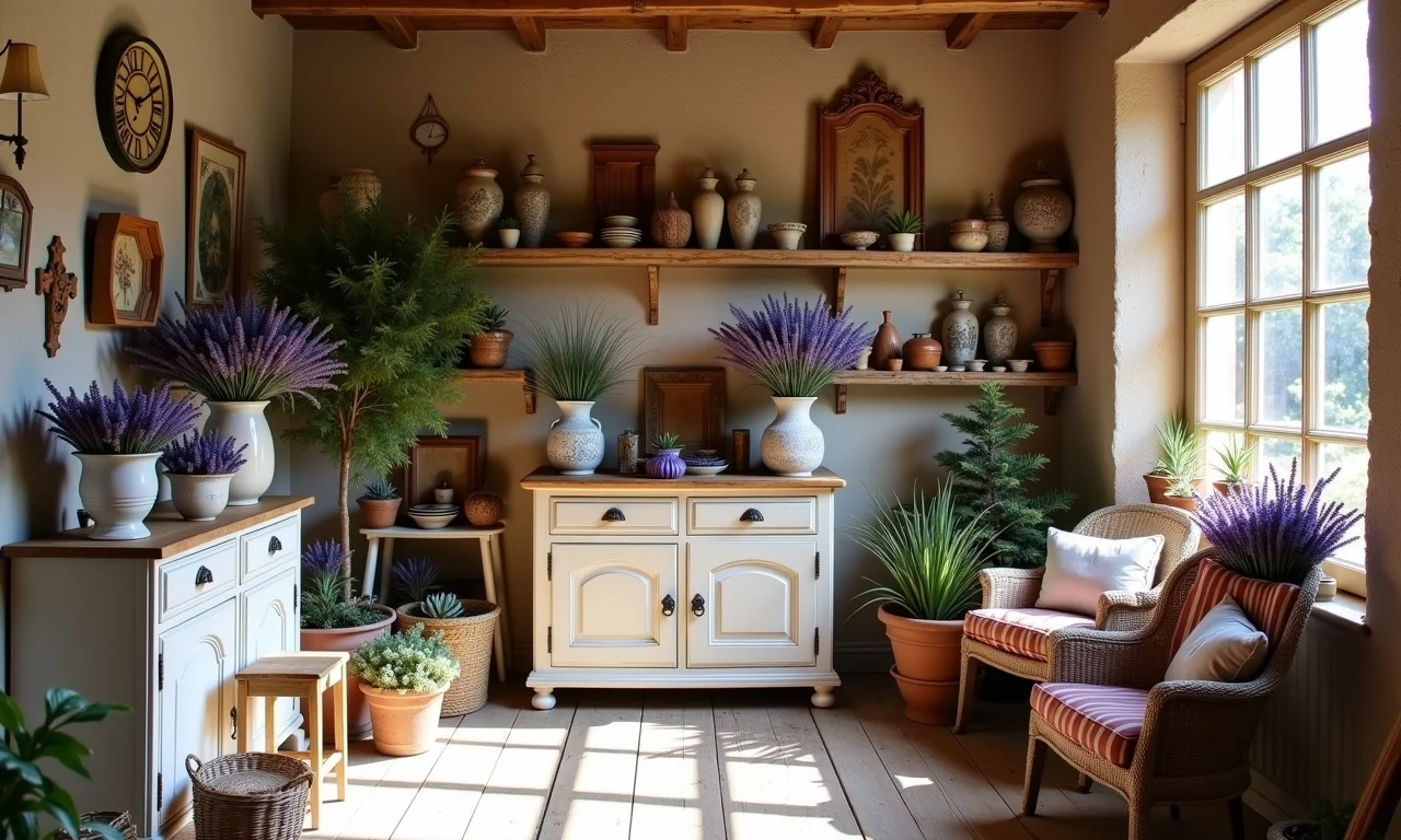 Loja de decoração provençal com móveis antigos.