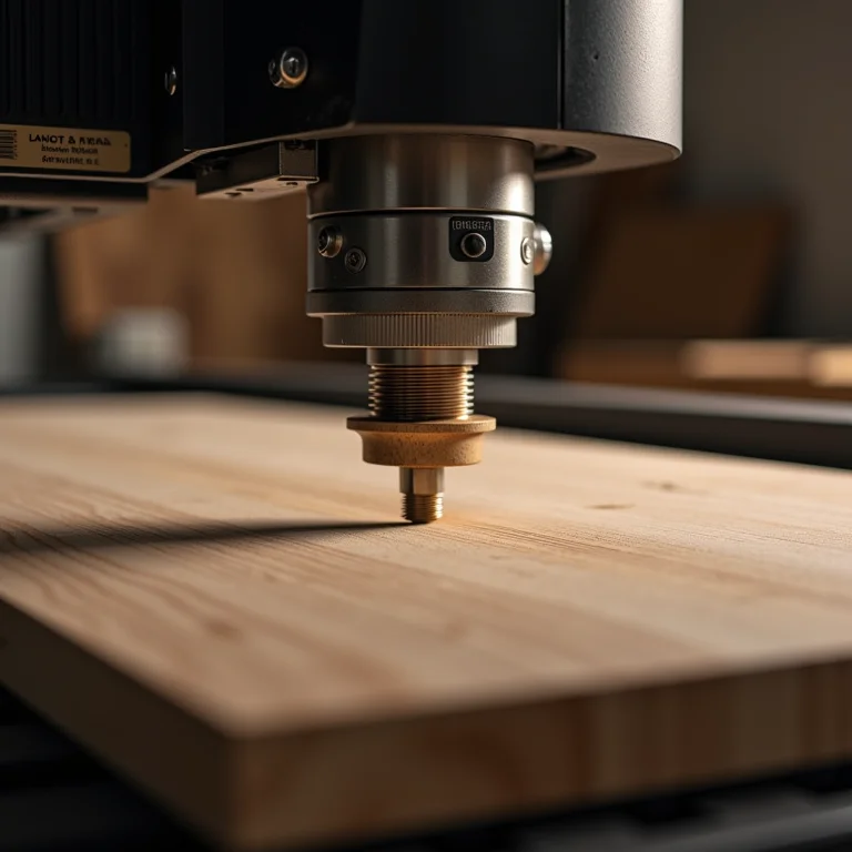 Máquina CNC cortando madeira em oficina