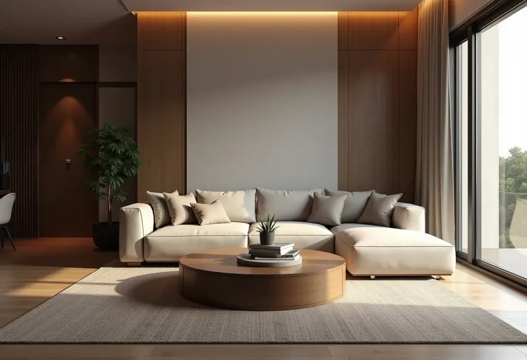 Mesa de centro elegante em uma sala de estar bem decorada