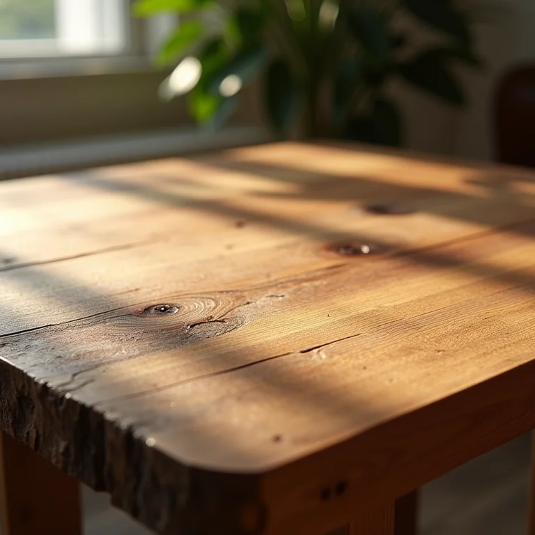 Mesa de madeira com textura natural e elegante