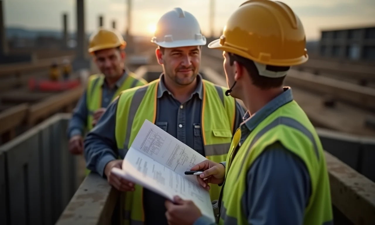 Mestre de obras comunicando-se com a equipe via rádio.