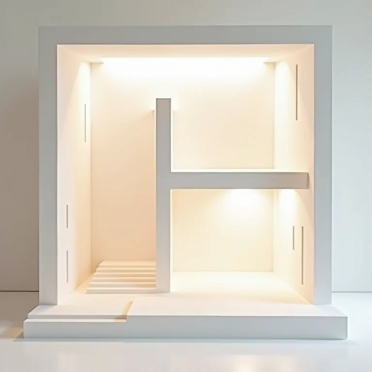 Modelo arquitetônico demonstrando iluminação zenital