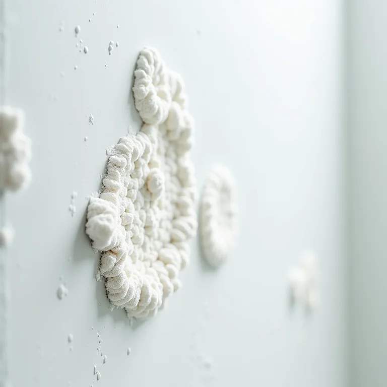Mofo branco em parede úmida de banheiro