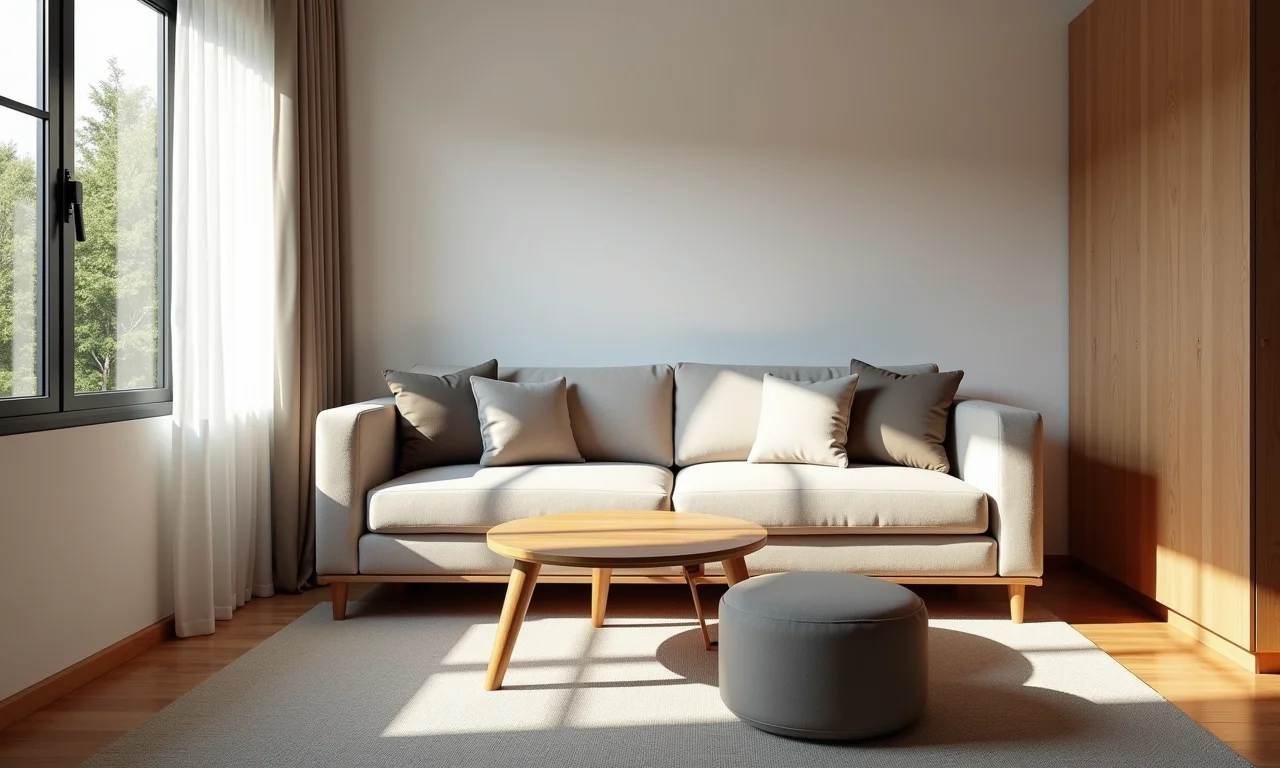 Móveis multifuncionais otimizando espaço em um studio decorado com estilo brasileiro e muita luz.