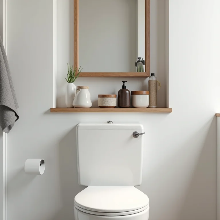 Nicho com porta de espelho acima do vaso sanitário