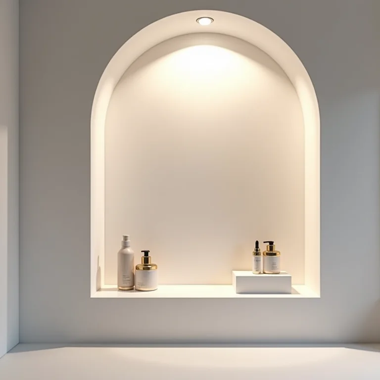 Nicho de drywall em banheiro moderno com iluminação embutida