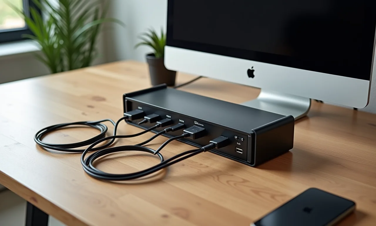 Organização de cabos e fios no home office feminino