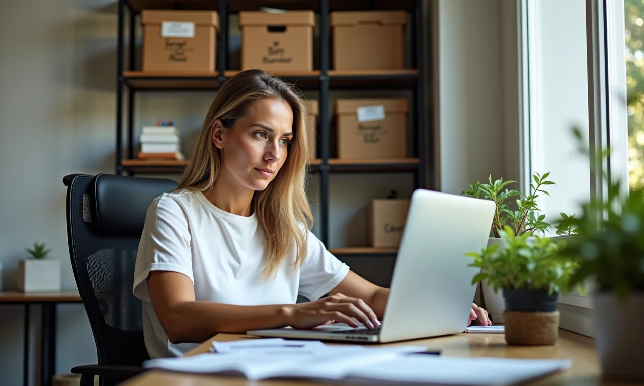 Organização impecável para um home office na varanda mais produtivo.