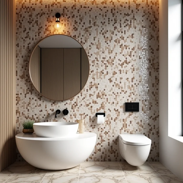 Padrão criativo com pastilhas de diferentes formatos e texturas