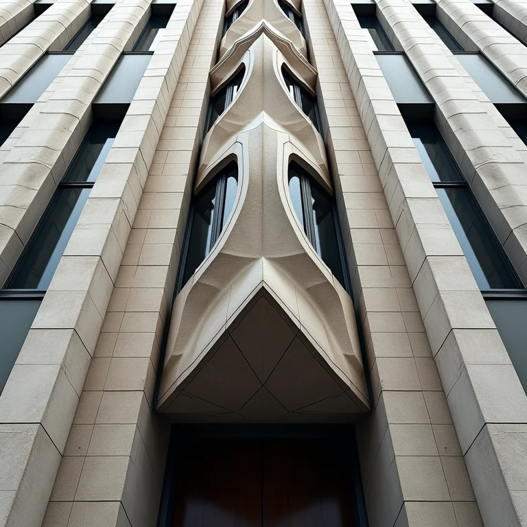 Padrões geométricos em fachada Art Déco