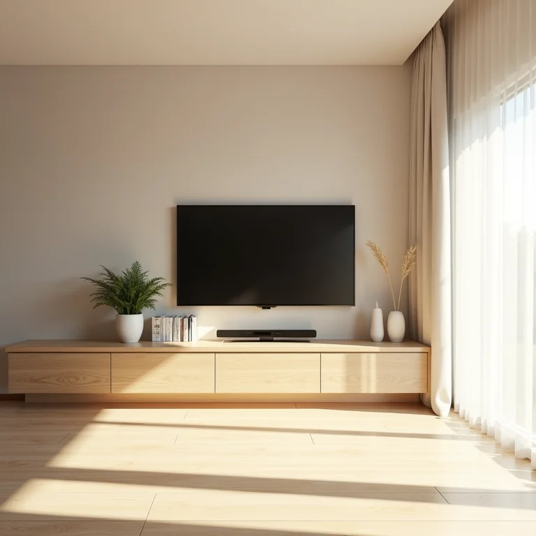Painel de TV em estilo minimalista para sala de estar