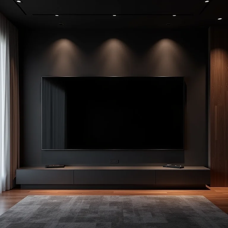 Painel de TV grande em sala pequena causando sufocamento visual