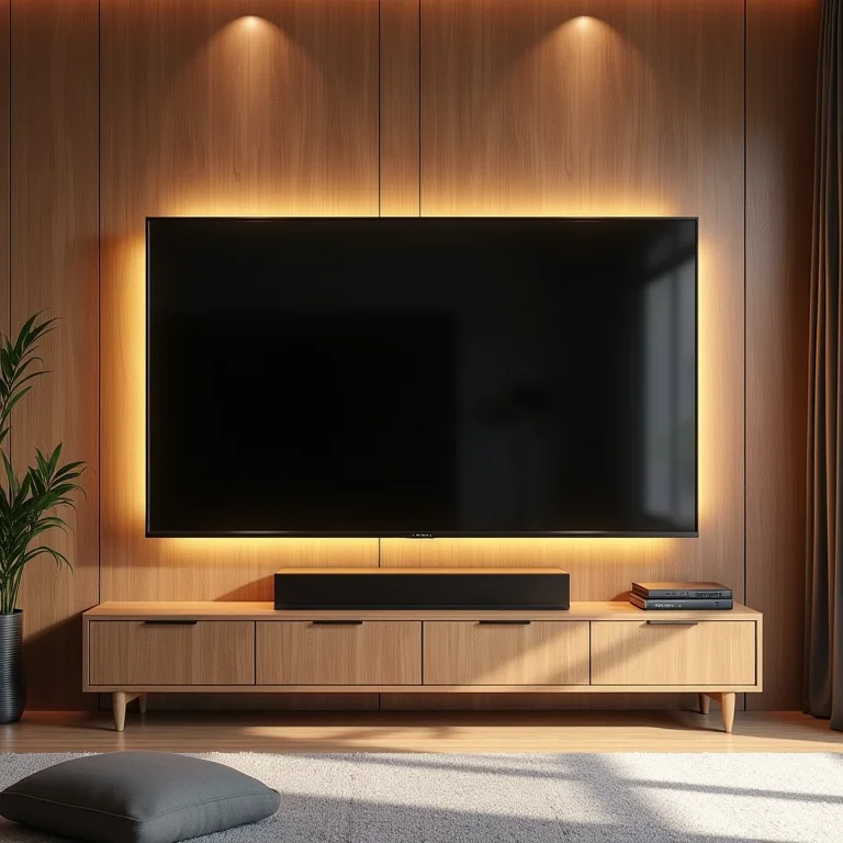 Painel de TV moderno valorizando o ambiente de uma sala.