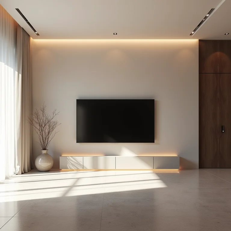 Painel de TV pequeno em sala grande causando sensação de vazio