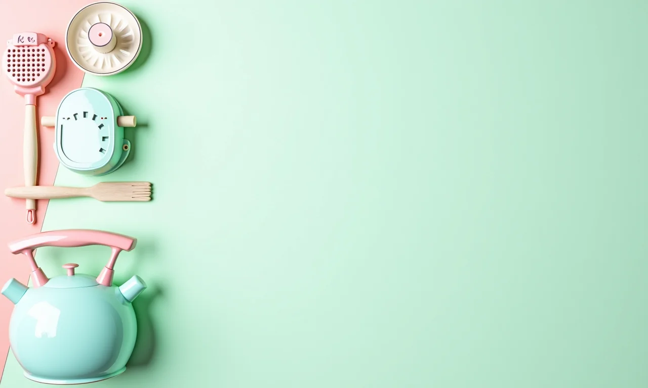 Paleta de cores pastel para cozinha retrô.