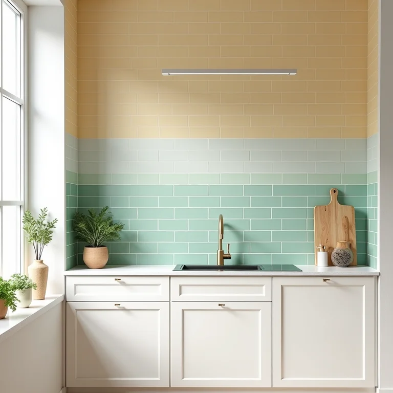 Paletas de cores com azulejos metrô para cozinhas