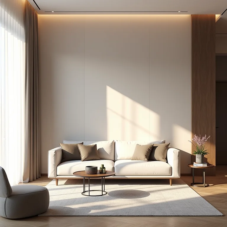 Papel de parede 3D elegante na sala de estar.