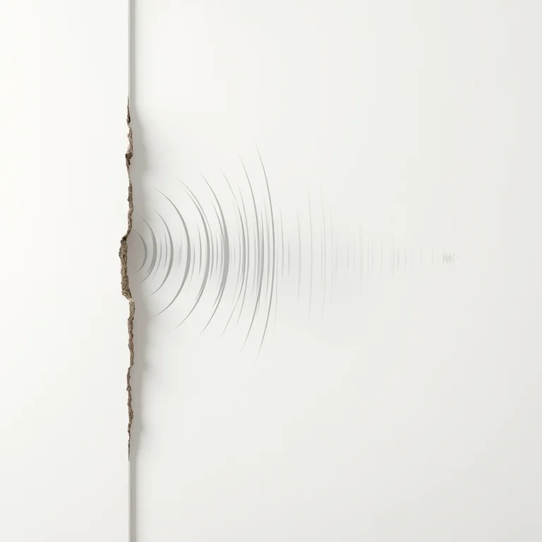 Parede de drywall com isolamento acústico inadequado.