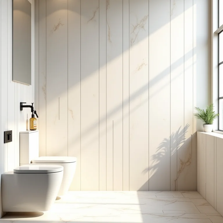 Pastilhas claras ampliando um banheiro pequeno