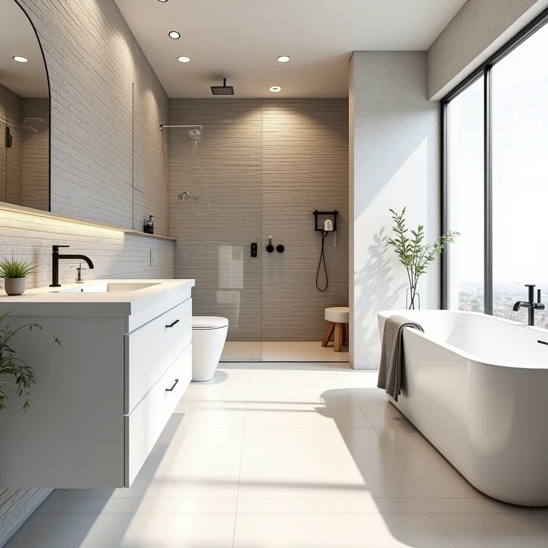 Pastilhas horizontais alongando banheiro pequeno