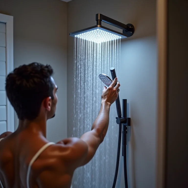 Pessoa instalando um chuveiro LED com foco na economia de energia