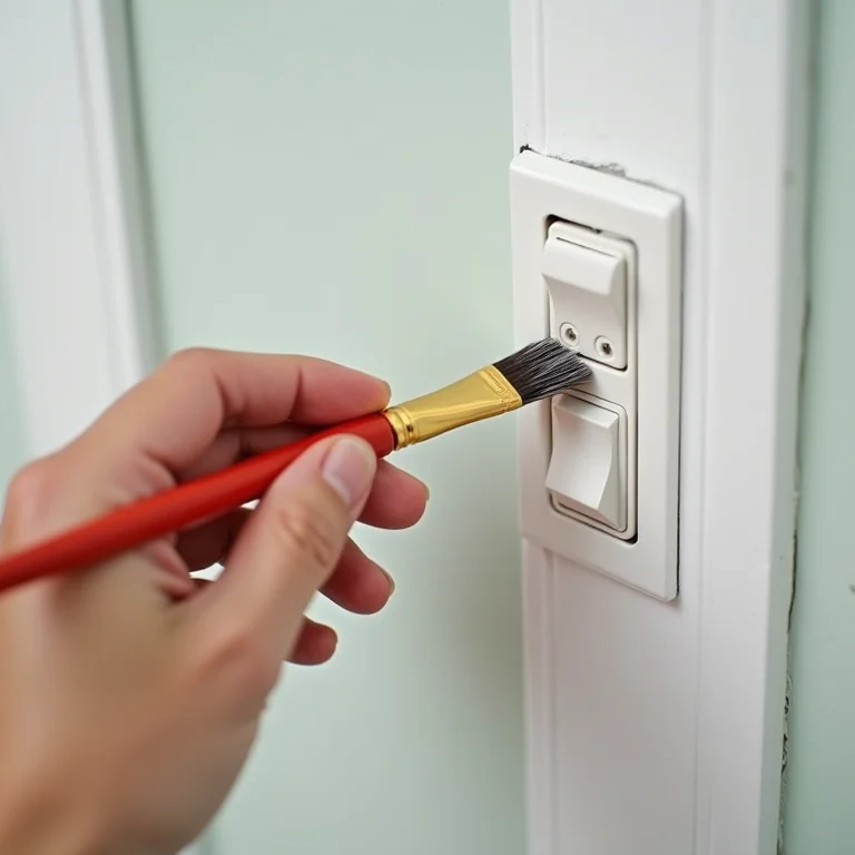 Pintura cuidadosa ao redor de interruptor