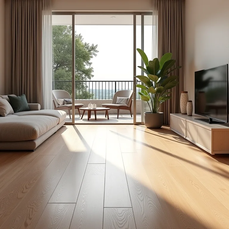 Piso nivelado unindo varanda e sala de estar