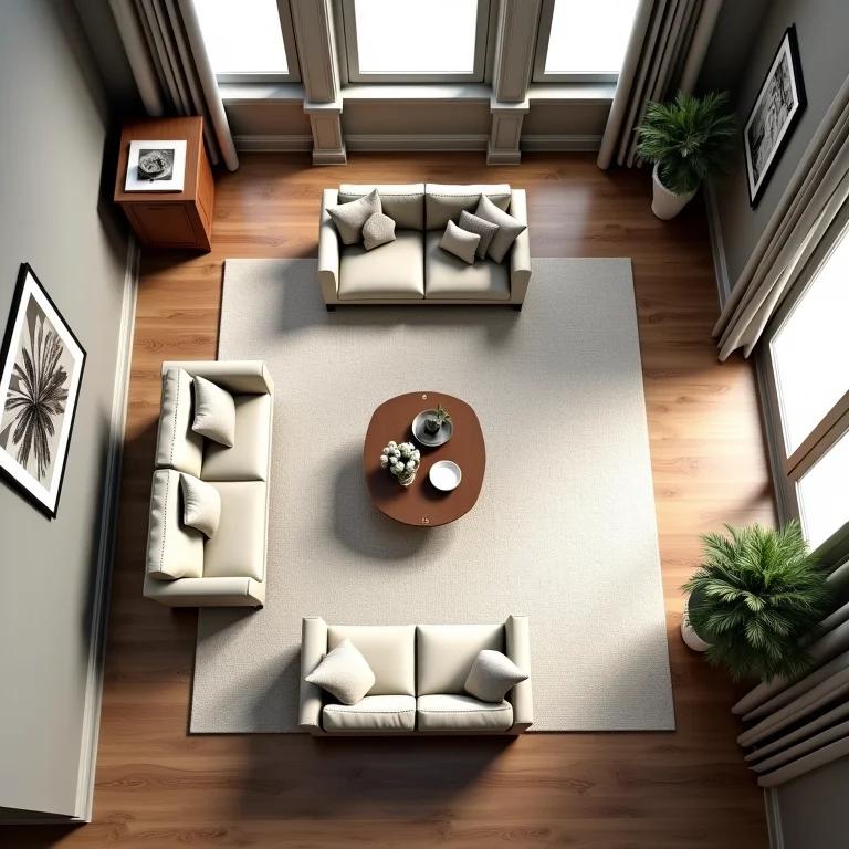 Planta baixa com análise do espaço para móveis clássicos
