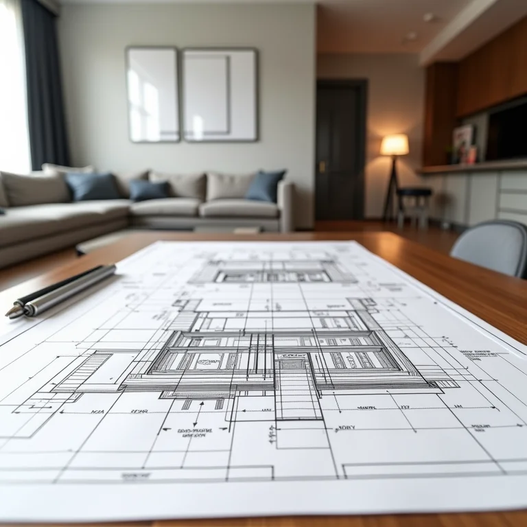 Planta baixa detalhada da integração de varanda e sala