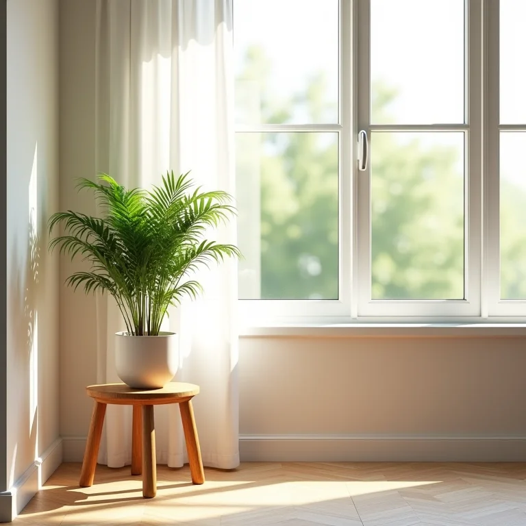 Planta em ambiente escandinavo neutro.