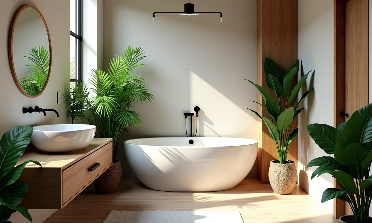 Plantas em banheiro pequeno, trazendo um toque de vida.