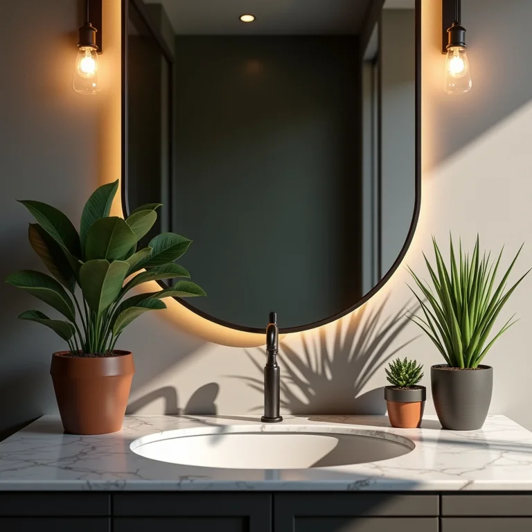 Plantas trazendo vida ao banheiro masculino