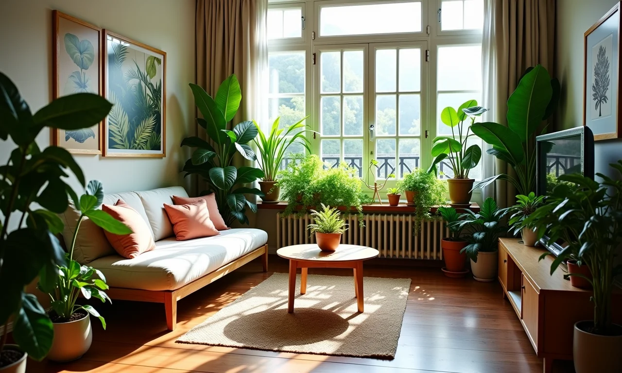 Plantas trazendo vida e frescor para um studio com decoração vibrante em estilo brasileiro.