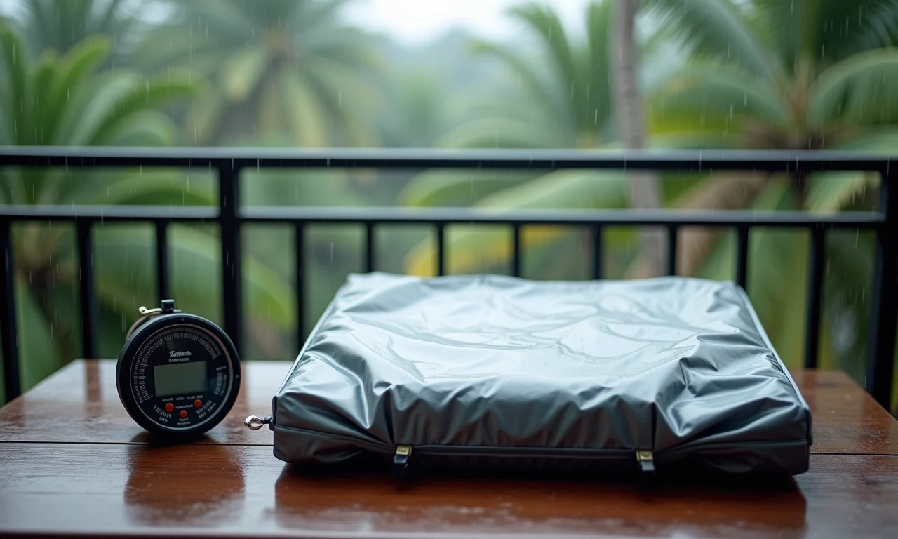 Protegendo equipamentos eletrônicos da umidade na varanda.