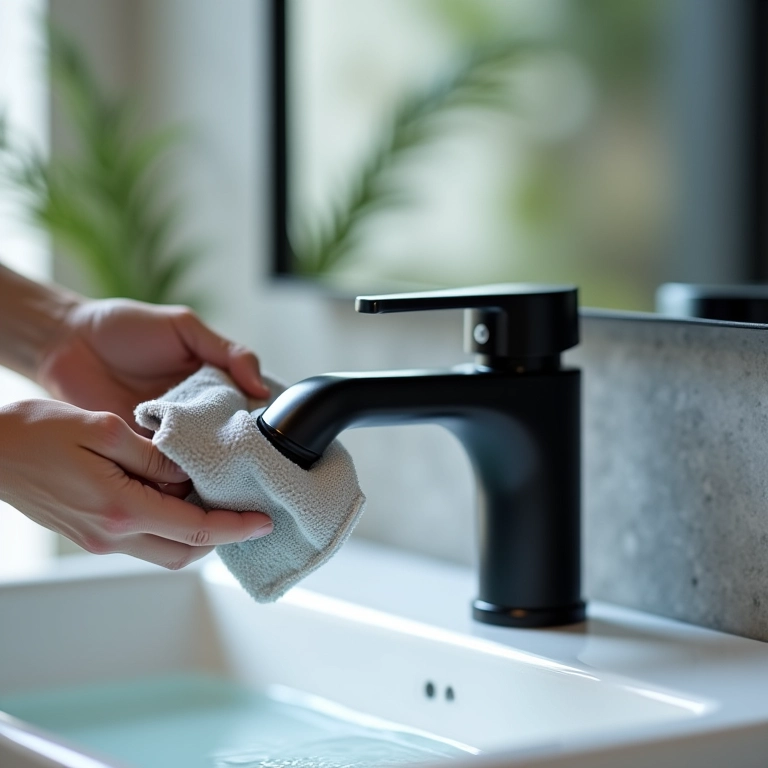 Protegendo torneira preta matte com cera automotiva.