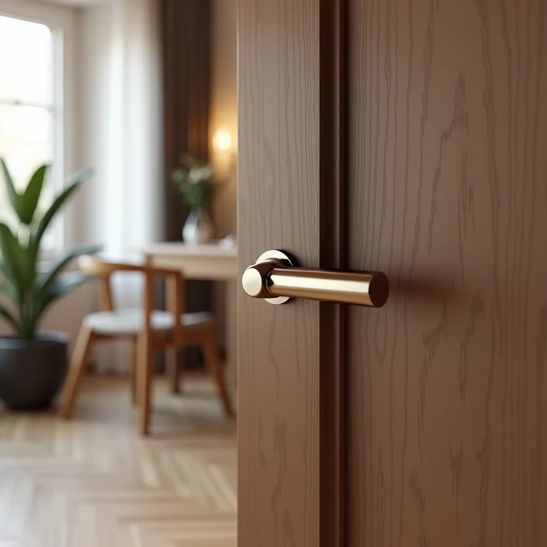 Puxador de porta pivotante valorizando os móveis e a decoração