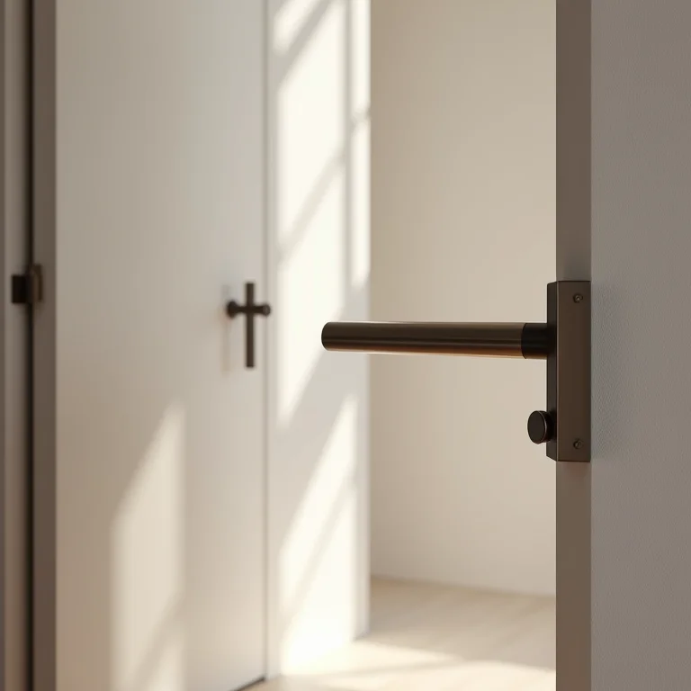 Puxador embutido em porta pivotante moderna